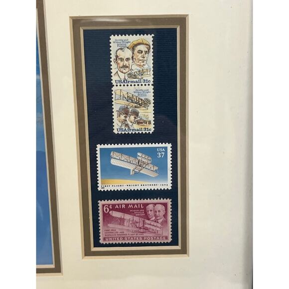 WRIGHT BROTHERS FRAMED COMMEMORATIVE DREAM OF FLIGHT with US POSTAGE STAMPS - Picture 3 of 5